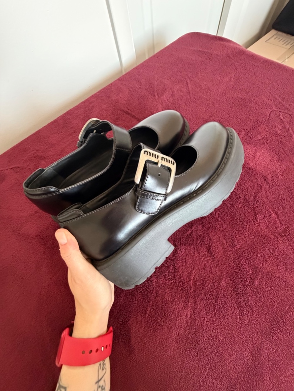 Miu Miu Black Leather Platform Mary Janes – Nearly New - Picture 9 of 16
